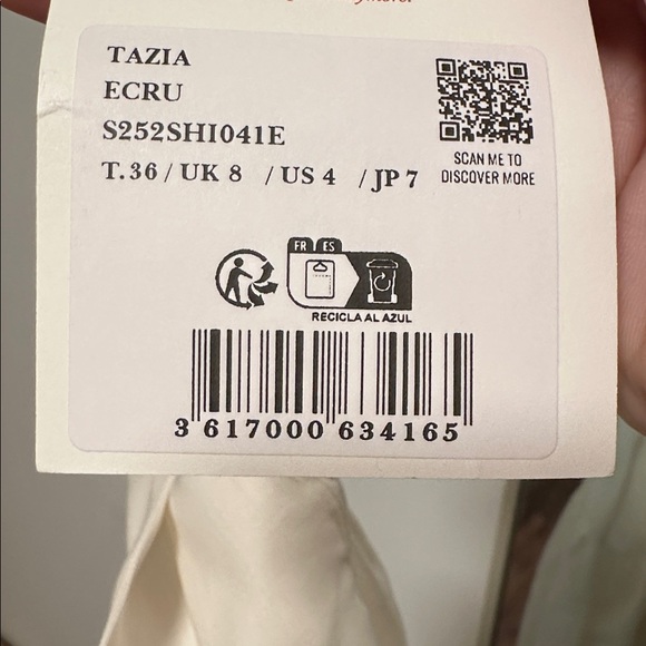 Sezane Tazia Shirt Ecru - Size 4 - Picture 3 of 3